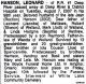 Lenord Hanson Death Notice